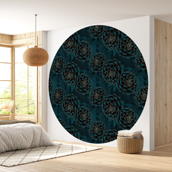 Papier peint rond / cercle - Motif floral - 567