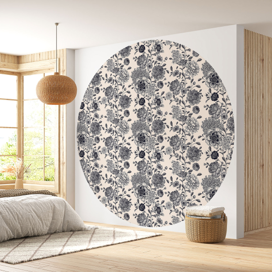 Papier peint rond / cercle - Motif floral - 581