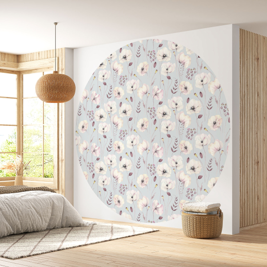 Papier peint rond / cercle - Motif floral - 582