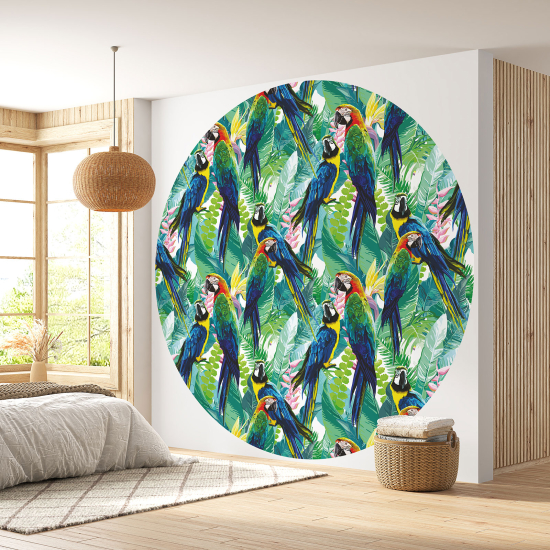 Papier peint rond / cercle - Motif tropical