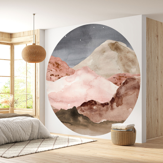 Papier peint rond / cercle - Paysage boho