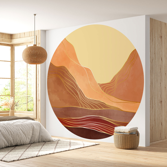 Papier peint rond / cercle - Paysage boho