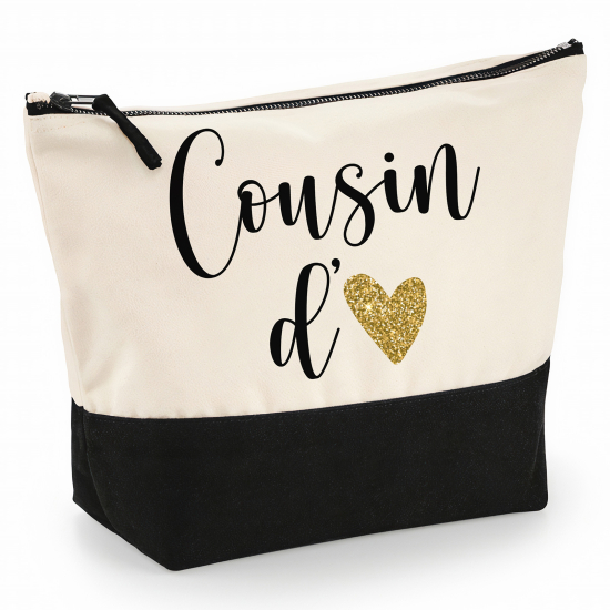 Pochette Coton bi-couleur 28x18 cm - Cousin d'amour