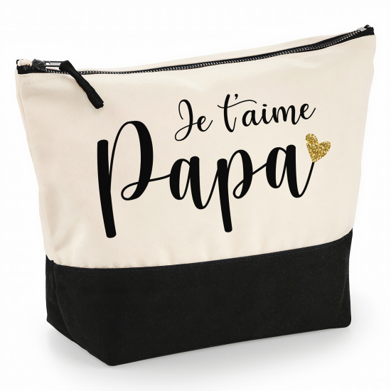 Pochette Coton bi-couleur 28x18 cm - Je t'aime papa