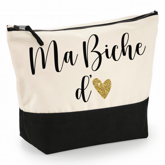 Pochette Coton bi-couleur 28x18 cm - Ma biche d'amour