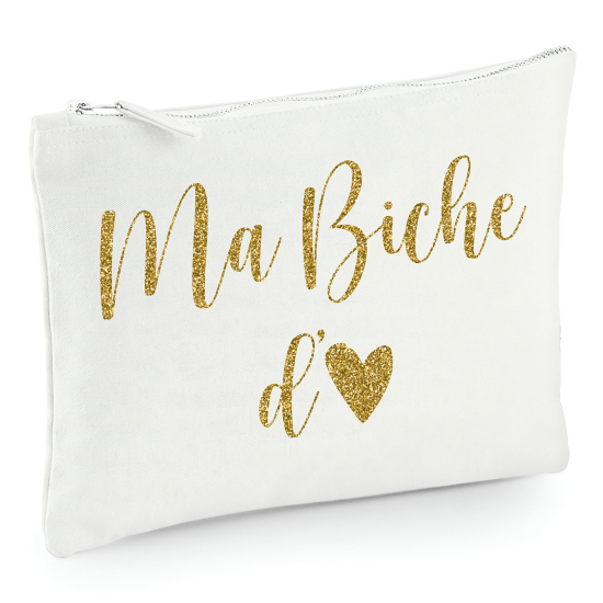 Pochette en toile 22x16 cm - Ma biche d'amour