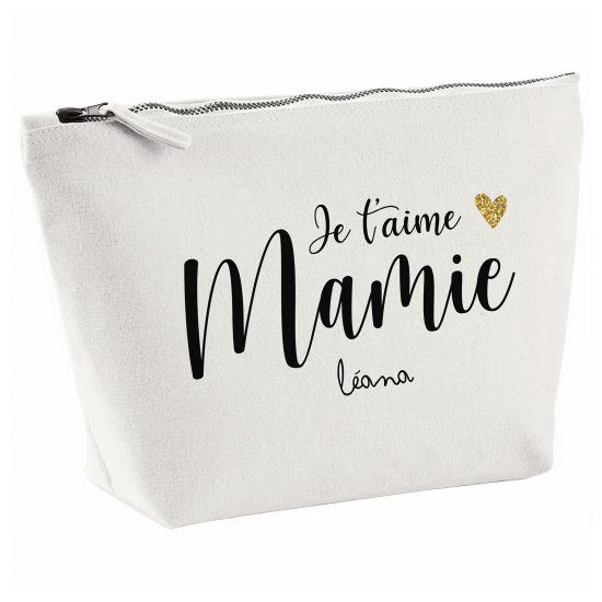 Pochette en toile 28x18 cm - Je t'aime mamie Prénom