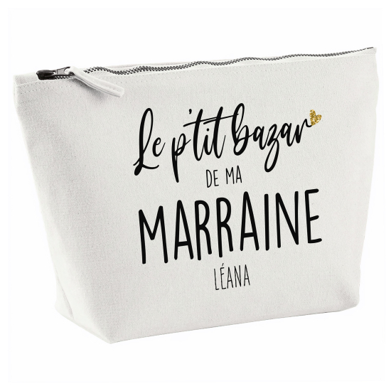 Pochette en toile 28x18 cm - Le p'tit bazar de ma marraine Prénom