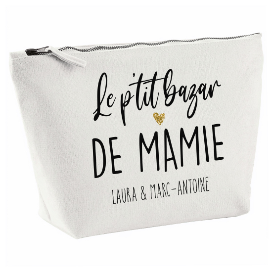 Pochette en toile 28x18 cm - Le p'tit bazar de mamie Prénom