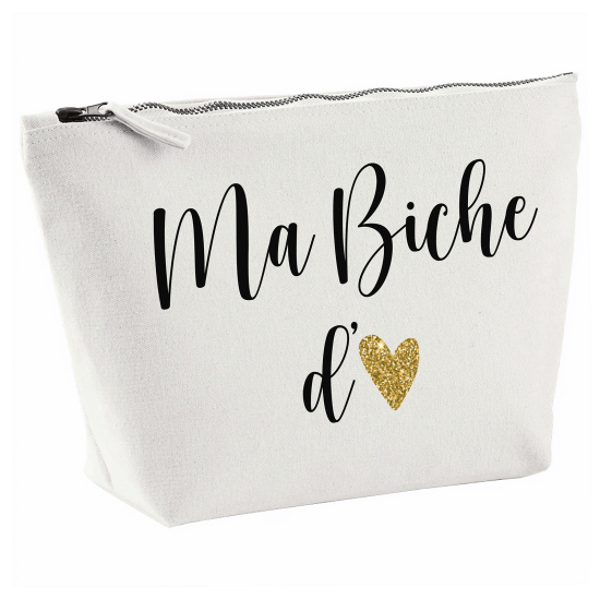 Pochette en toile 28x18 cm - Ma biche d'amour