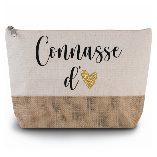 Pochette en toiles de coton et jute - Connasse d'amour