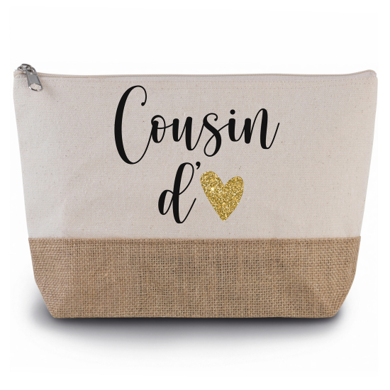 Pochette en toiles de coton et jute - Cousin d'amour