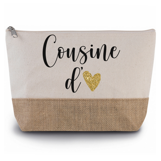 Pochette en toiles de coton et jute - Cousine d'amour