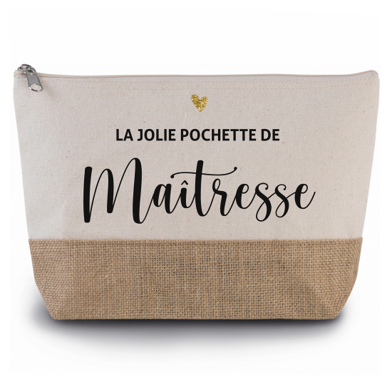 Pochette en toiles de coton et jute - La jolie pochette de maîtresse