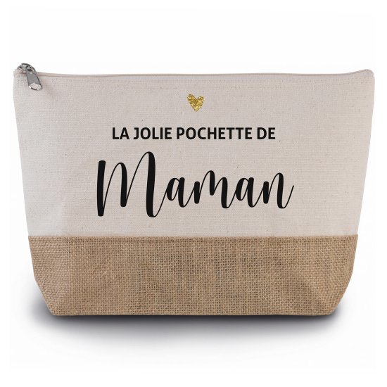 Pochette en toiles de coton et jute - La jolie pochette de maman