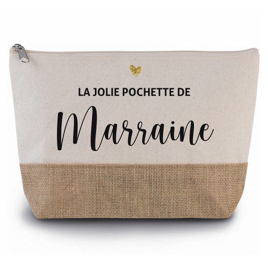 Pochette en toiles de coton et jute - La jolie pochette de marraine