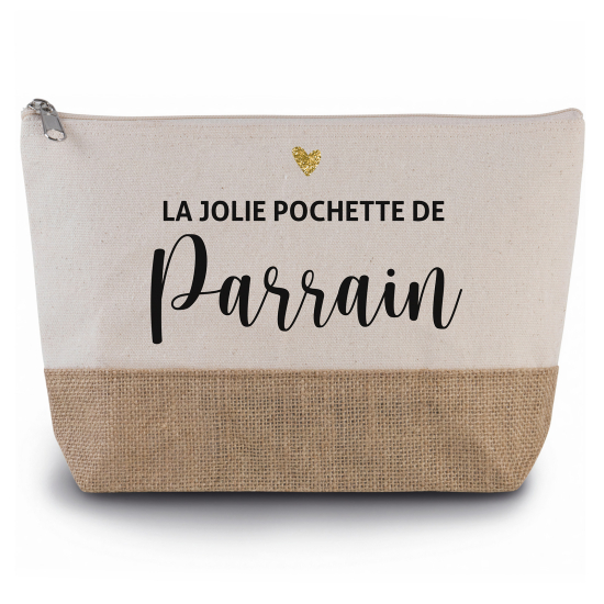 Pochette en toiles de coton et jute - La jolie pochette de parrain