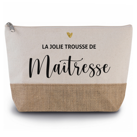 Pochette en toiles de coton et jute - La jolie trousse de maîtresse