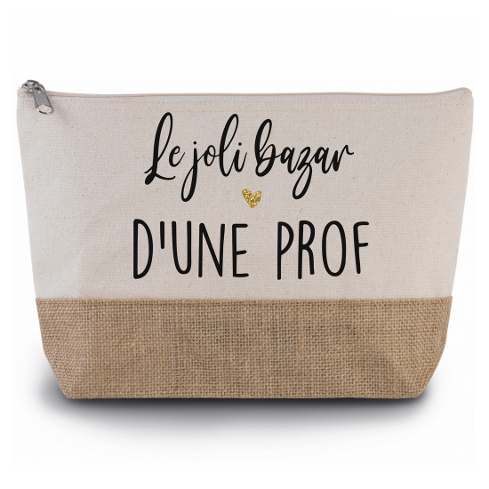 Pochette en toiles de coton et jute - Le joli bazar d'une prof