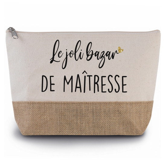 Pochette en toiles de coton et jute - Le joli bazar de maîtresse