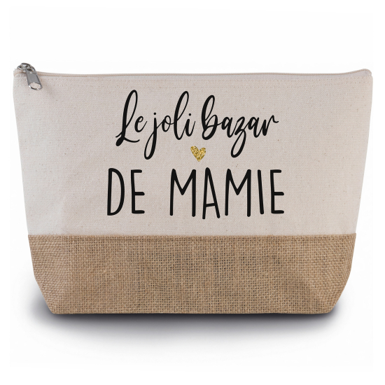 Pochette en toiles de coton et jute - Le joli bazar de mamie