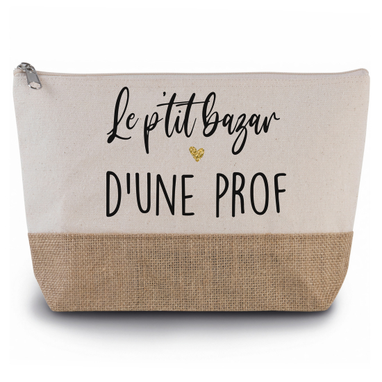 Pochette en toiles de coton et jute - Le p'tit bazar d'une prof