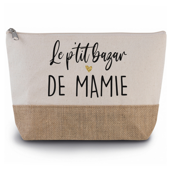 Pochette en toiles de coton et jute - Le p'tit bazar de mamie