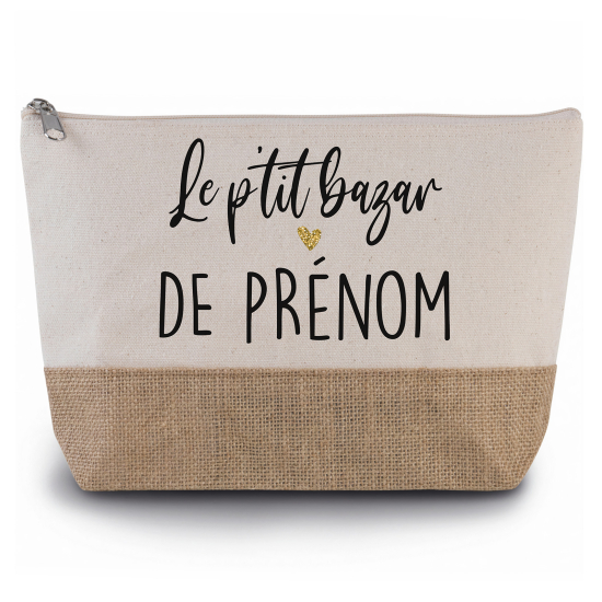 Pochette en toiles de coton et jute - Le p'tit bazar de Prénom