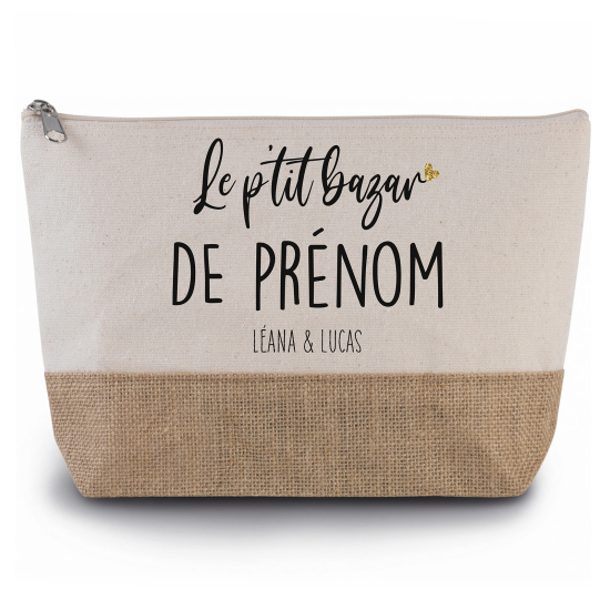 Pochette en toiles de coton et jute - Le p'tit bazar de Prénom