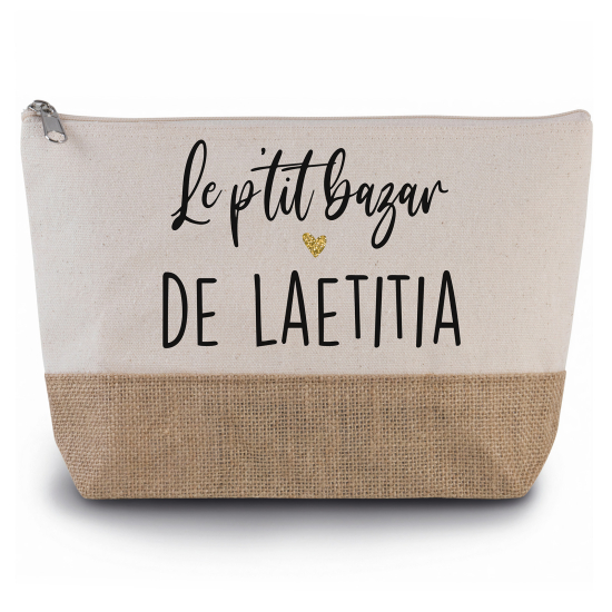 Pochette en toiles de coton et jute - Le p'tit bazar de Prénom