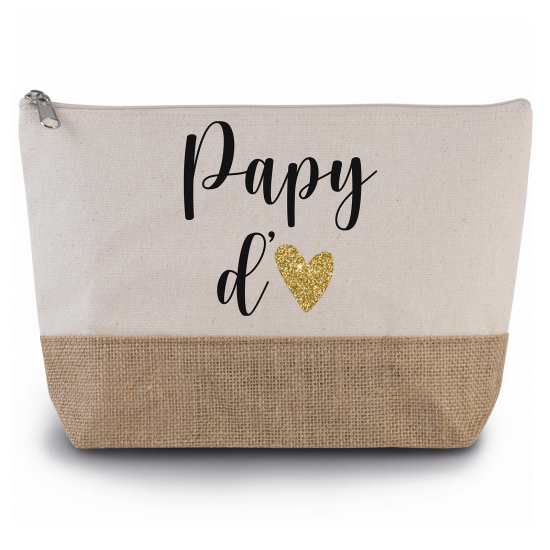 Pochette en toiles de coton et jute - Papy d'amour