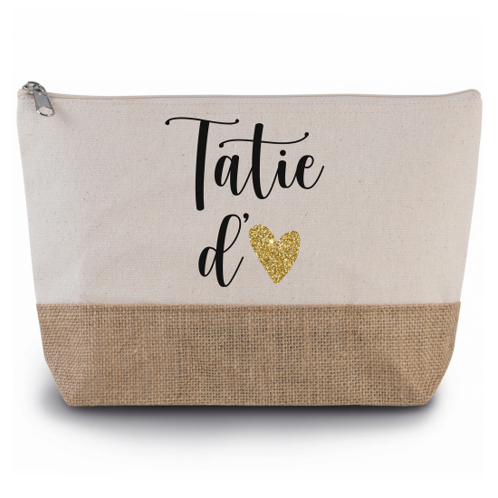 Pochette en toiles de coton et jute - Tatie d'amour