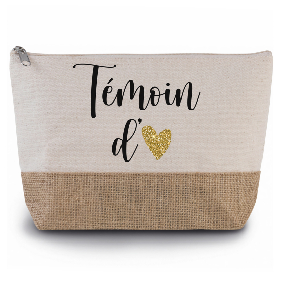 Pochette en toiles de coton et jute - Témoin d'amour