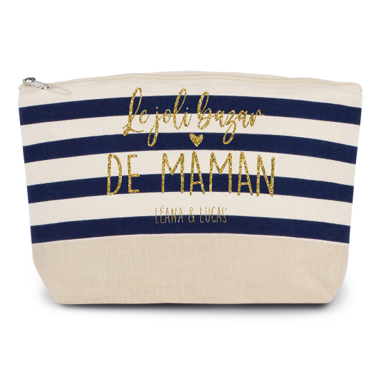 Pochette imprimé marin avec Écriture OR Pailletée - Le joli bazar de maman