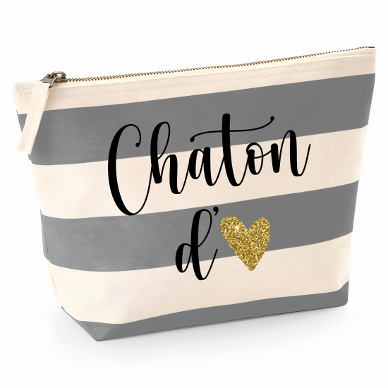 Pochette Nautical a rayures bleues gris - Chaton d'amour