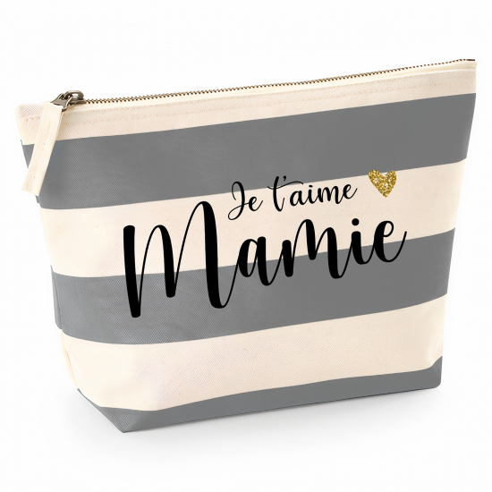 Pochette Nautical a rayures bleues gris - Je t'aime mamie