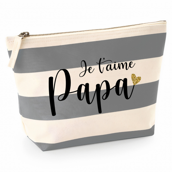 Pochette Nautical a rayures bleues gris - Je t'aime papa