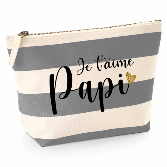 Pochette Nautical a rayures bleues gris - Je t'aime papi