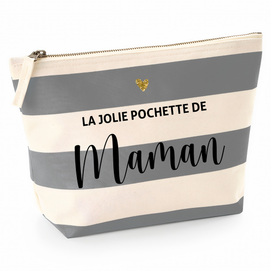 Pochette Nautical a rayures bleues gris - La jolie pochette de maman