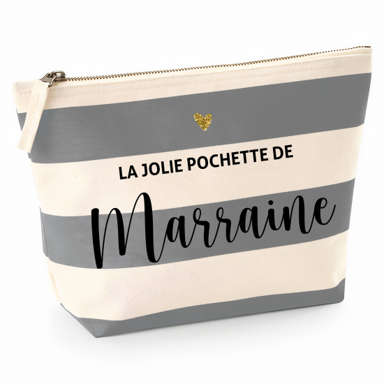 Pochette Nautical a rayures bleues gris - La jolie pochette de marraine