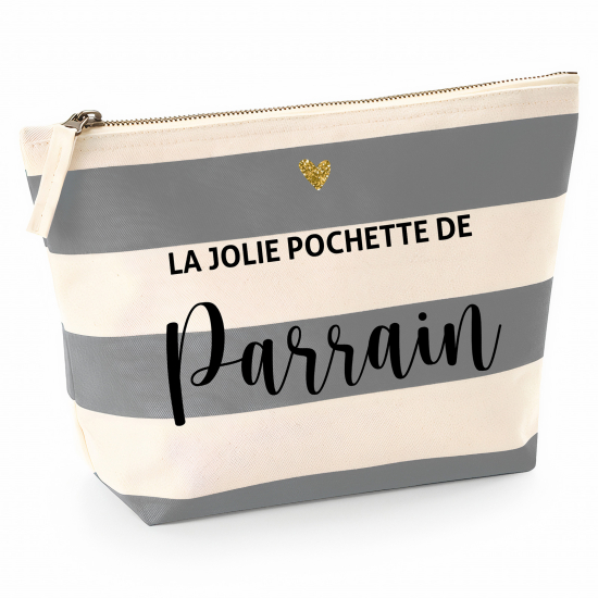 Pochette Nautical a rayures bleues gris - La jolie pochette de parrain