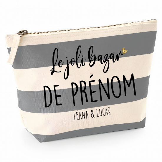 Pochette Nautical a rayures bleues gris - Le joli bazar de