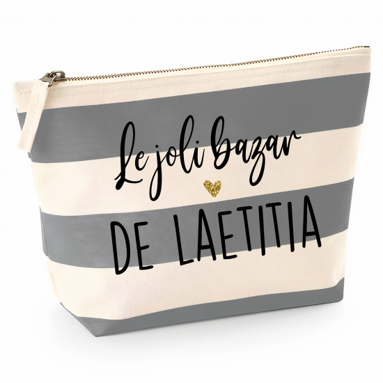 Pochette Nautical a rayures bleues gris - Le joli bazar de