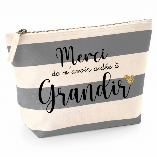 Pochette Nautical a rayures bleues gris - Merci de m'avoir aidée à grandir