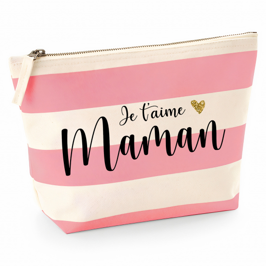 Pochette Nautical a rayures roses - Je t'aime maman