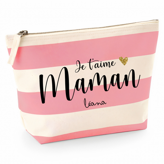 Pochette Nautical a rayures roses - Je t'aime maman