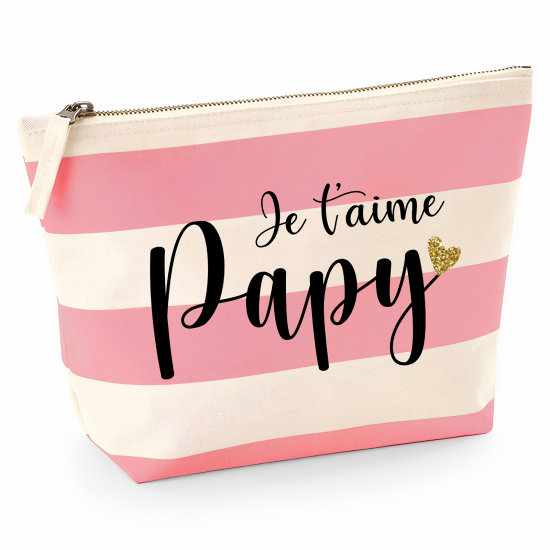 Pochette Nautical a rayures roses - Je t'aime papy