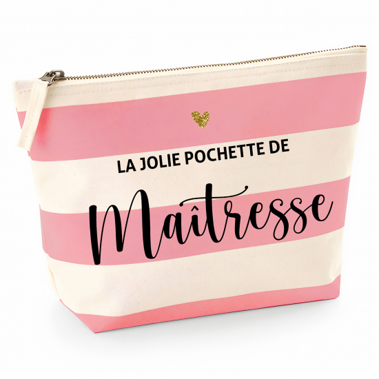 Pochette Nautical a rayures roses - La jolie pochette de maitresse