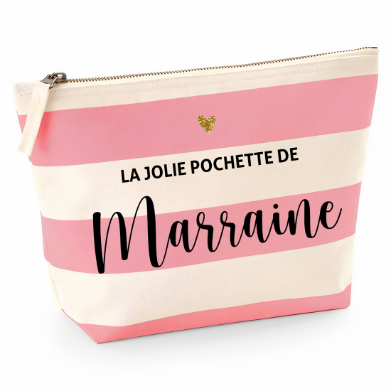 Pochette Nautical a rayures roses - La jolie pochette de marraine