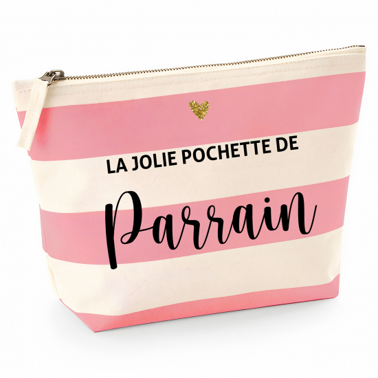 Pochette Nautical a rayures roses - La jolie pochette de parrain